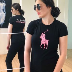 Ralph Lauren pink pony Vintage T Shirt black